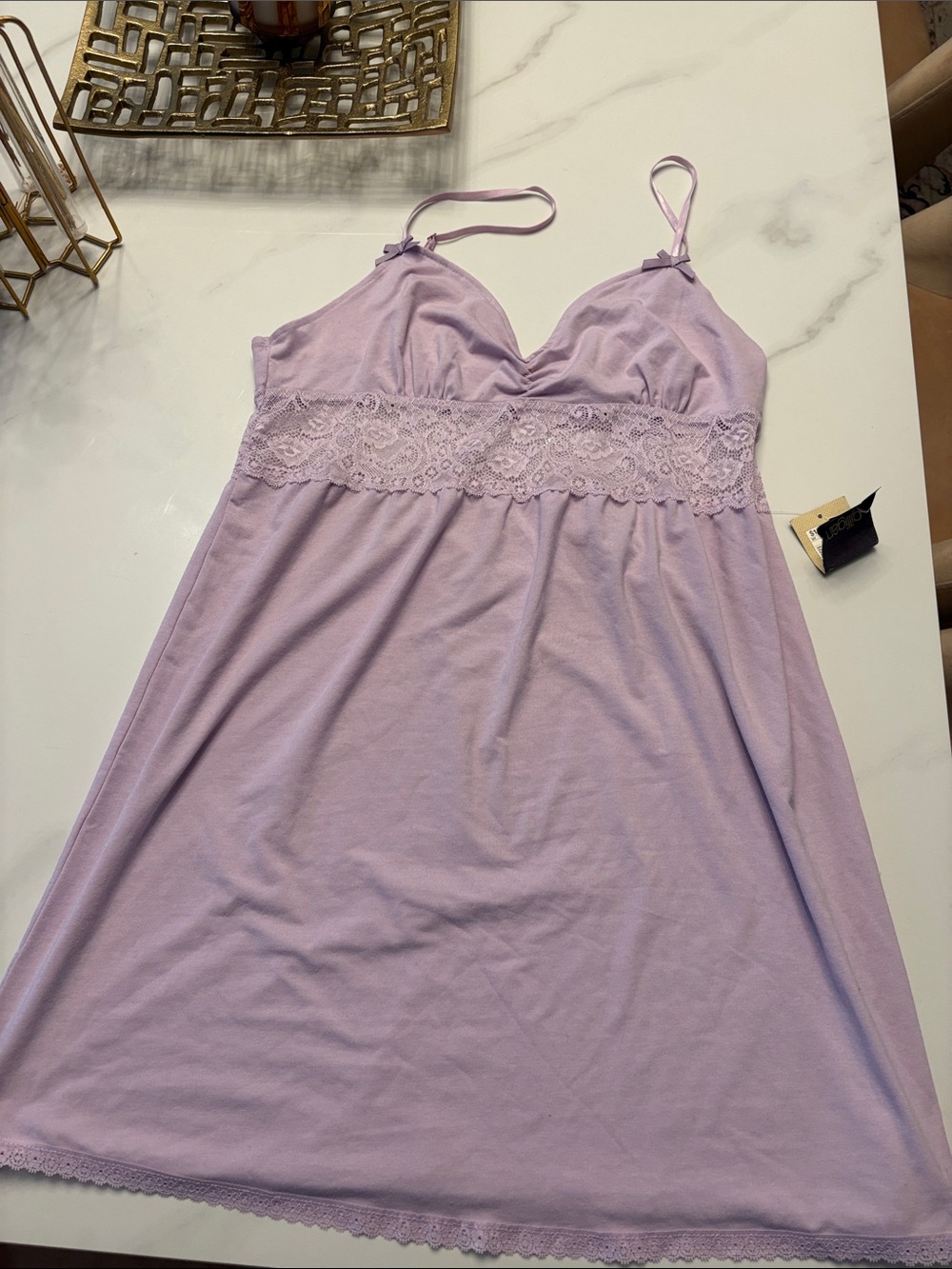 George Lavender Lace-Trim Chemise